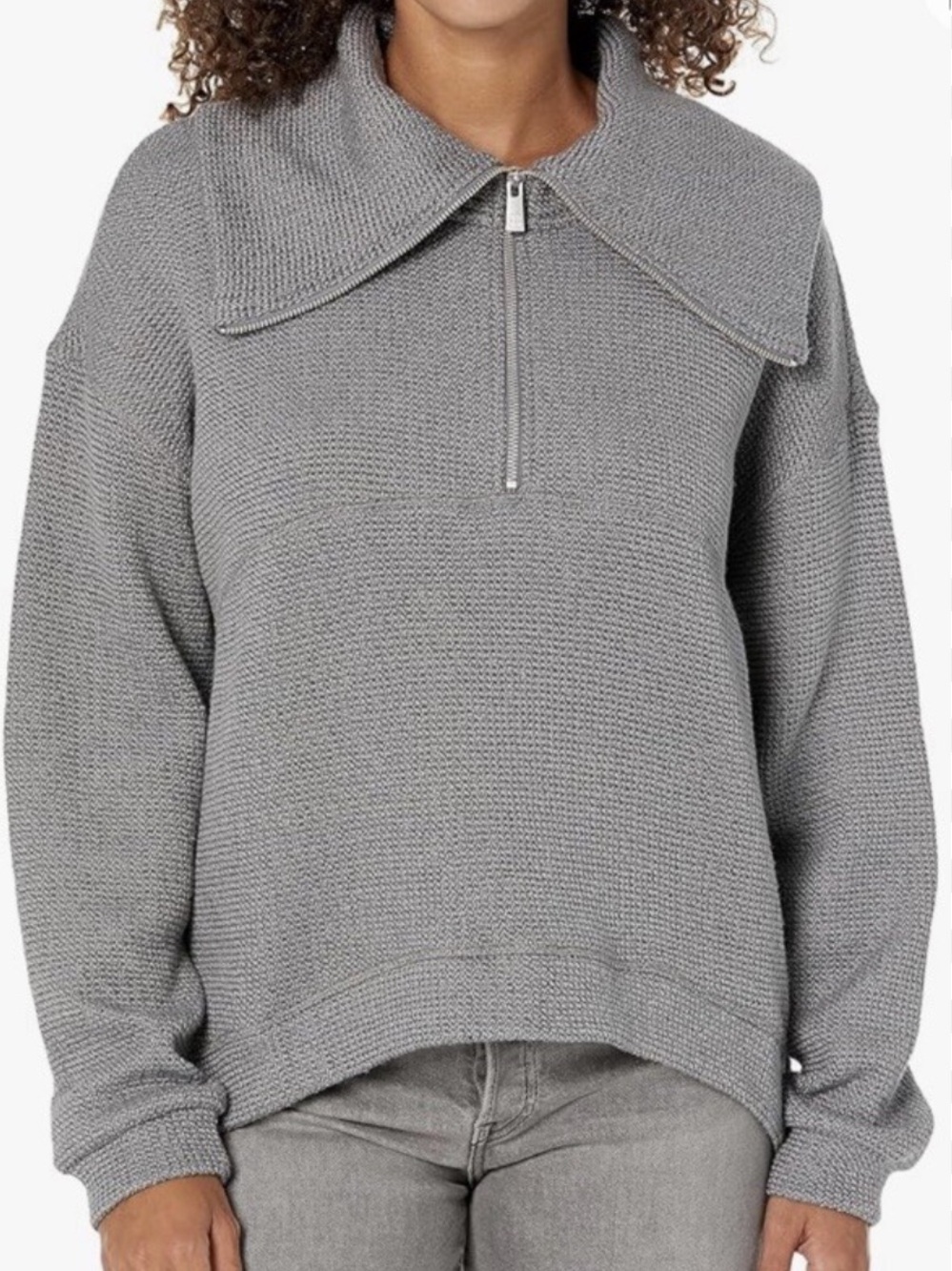 Sweaty Betty Womens Restful Boucle‎ Knit Half Zip Sweatshirt Grey 8